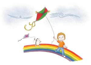 cerf volant sur le pont arc-en-ciel